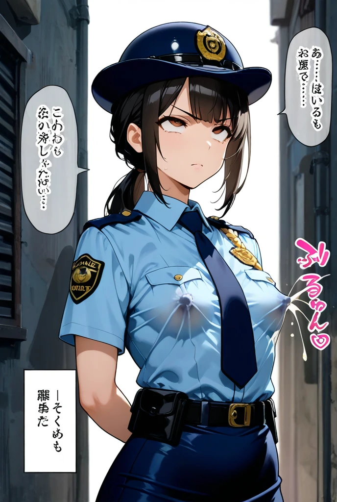 ( Top Quality , masterpiece:1.2),  Super Detailed ,  high res, 8K Wallpaper,  perfect dynamic configuration、Male性が女性を抱きしめる、(nsfw:1.2),(woman having sex with two men)、Male、handcuffs、screaming、I can take off my clothes、breast、dark haired、round face、short bob、shirt、tight skirt、Name tag、ID card、cries、Maleが胸を揉む、(Bank robber with gun、Masked Man Rapes Woman、Lots of people in the background)、Idiot、cries、trembles at a sexual climax、text