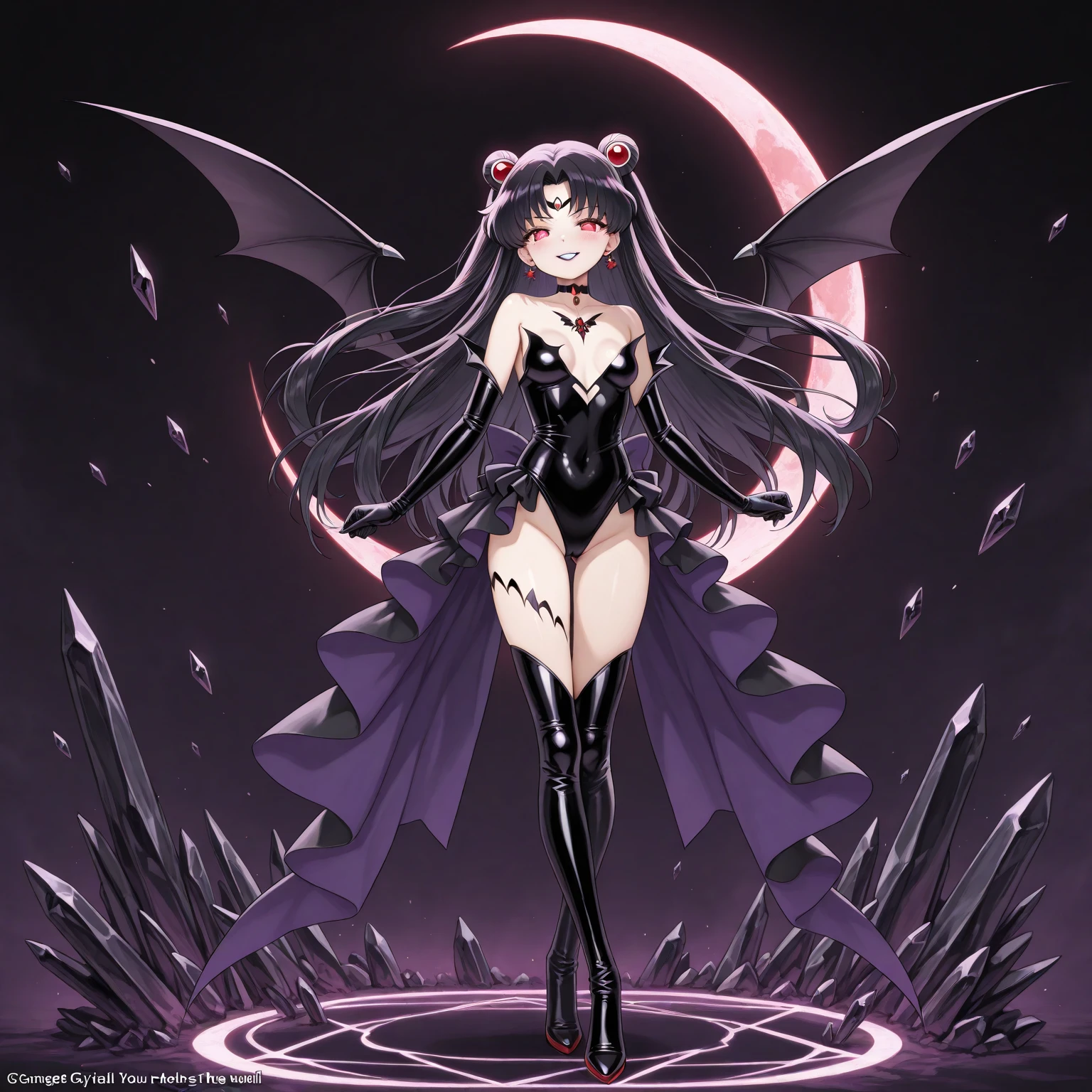 (obra prima) (perfection) (ultrarrealista | | | | | | |) (sem defeitos) garota do anime, risada malefica, malvada, venom, spider-woman, roupa preta e branca