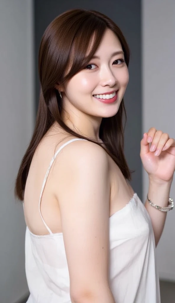 ((Highest quality, 8k,)), Browsing Caution, front, Heavy chest, charm, Accurate手足, First Person View, (masterpiece:1.3), Realistic, photo-Realistic, RAW Photos, Beautifully detailed face, Pale skin, Detailed hair texture, Perfect body, Beautiful Face, Accurate, Anatomically correct,Natural neck length, (Beautiful Hそしてs), (Fair skin:1.2), (Highest quality:1.4), finely,(とてもBeautiful Faceのディテール), (Big Breasts:1.4),Model Aircraft、フルnude、Fashion model posing、Whole Body Ezbian、nude、thin、Are thin、Hip、thin脚、Open legs、Spread your legs、フルnude,Exposing the breasts、Portraiture,One Woman, (RAW Photos:1.2), Intensive、(Black pubic hair)(Black underhair) In bed、Bright room、naked、Japanese、, small、Areola、frontを向いて、frontage、Bright room、 (Photorealistic photography:1.4), (超Realisticな:1.4), (Realisticな:1.3), (softer lighting:1.05), (映画の照明Improvement of quality:0.9), topless、Underless、上半身naked、naked、, (Bright light:1.2), (Improvement of quality:1.4), (Highest qualityのリアルテクスチャスキン:1.4), Detailed eyes, finely描かれた顔, ( Joyful), (smile:1.1), (Enhances the beauty of skin texture.:1.1)、