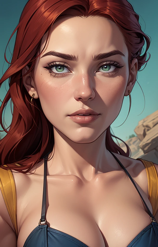 a close-up of a woman in a bikini with a mountain in the background, personagem de fantasia hiperdetalhado, deviantart artstation cgscosiety, Arte de fantasia realista, epic fantasy art style, Aloy, epic fantasy digital art style, Alena Aenami e Artgerm, inspirado em Ryan Barger, trend at ArtStation, Winner of the contest Artstationstyle Cartoon style digital illustration GTA styleuais , garota super valente destemida , Ilustra??o estilo desenho animado, estilo de arte dos desenhos animados, estilo de arte dos desenhos animados, GT styleDigital illustration style, design de personagens altamente detalhado, arte digital detalhada fofa, design de personagem retrato, beautiful digital illustration, retrato de alta qualidade, arte em quadrinhos, retrato do design do personagem, sem roupa e seios médios personagem feminina estilo cartoon vestida Tinker Bell sorriso e seis médios pequenos modo retrato cintura para cima com muito ouro ao redor outras pedras preciosas modo retrato da cintura para cima rainha do sul Jennifer Connelly Cenário GTA dominatrix moedas de ouro baú com joias com o namorado homem de barba preta estilo militar armadoa close-up of a woman in a bikini with a mountain in the background, personagem de fantasia hiperdetalhado, deviantart artstation cgscosiety, Arte de fantasia realista, epic fantasy art style, Aloy, epic fantasy digital art style, Alena Aenami e Artgerm, inspirado em Ryan Barger, trend at ArtStation, Winner of the contest Artstationstyle Cartoon style digital illustration GTA style