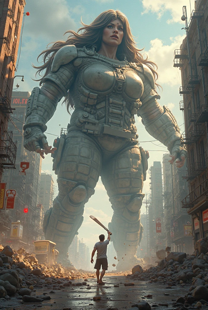 The giant maiden destroys the building