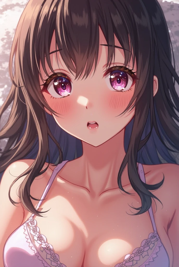 top-quality、masterpiece、1 girl in、Bun hair、White bikini、all-fours、Kamimei、looking at the viewers、red blush