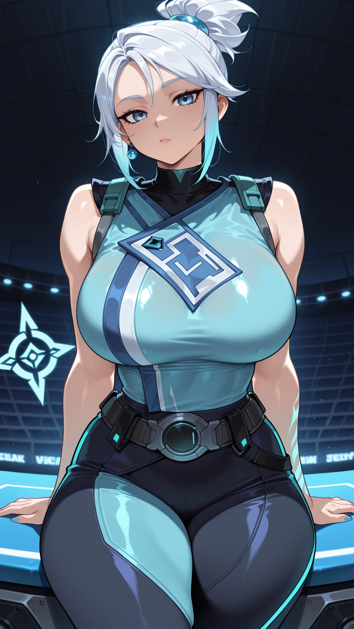 An anime-style artwork depicting ruan mei from the game Honkai star rail.
Tags: ruan mei, anime, detailed eyes, detailed lips, black crop top, black turtleneck, black pencil skirt, smiling expression, intense gaze, glowing emblem on hand, dynamic pose, mystical background, vibrant colors, digital art, high-resolution, professional quality, gigantic breasts, (underboob : 1.4), curvy, cowboy shot, (gigantic breasts: 1.4), (blue eyes: 1.4), (light blue hair: 1.6)
