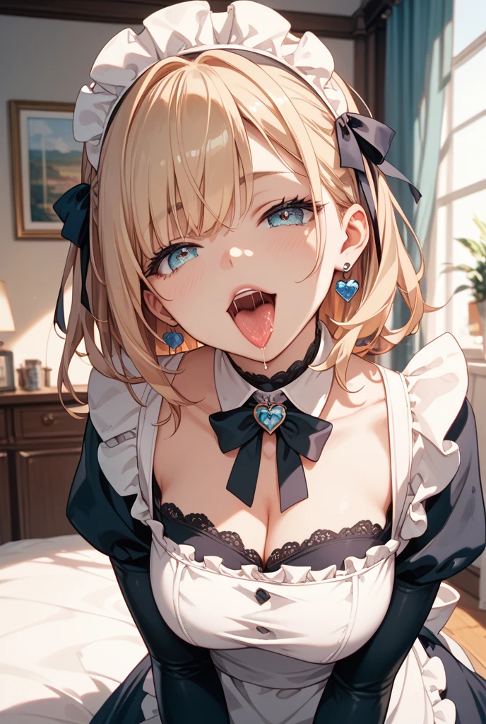 Blue Archive,Asuka horse Toki,Toki Asuma,(masterpiece、beste-Qualit:1.2), cowboy shot, 独奏, 1girl in, Tokidev, Maids, deadpan,blonde hair, Maid headdress, blue eyess, maid apronl, blue bow,Short,hugetits,Bewitching,A sexy,aphrodisiac,Soio,on the beds,Lie down,full of sweat,Wet area,sexual pervert,Expose the cleavage,Sexy,Beautiful fece,Opening legs,defenseless,teats,Beautiful areola,Clothes show through with sweat,Ashamed,be shy,Kneading milk,Emphasis on milk,marriage ring,married woman,Clothes come off,Self-restraint,Blowjob,undergarment,mothermilk,Used condoms scattered around,piece,Blowjob,heart mark,sexuell,seductiv,Open mouth,The mouth is stringing with saliva,Polori