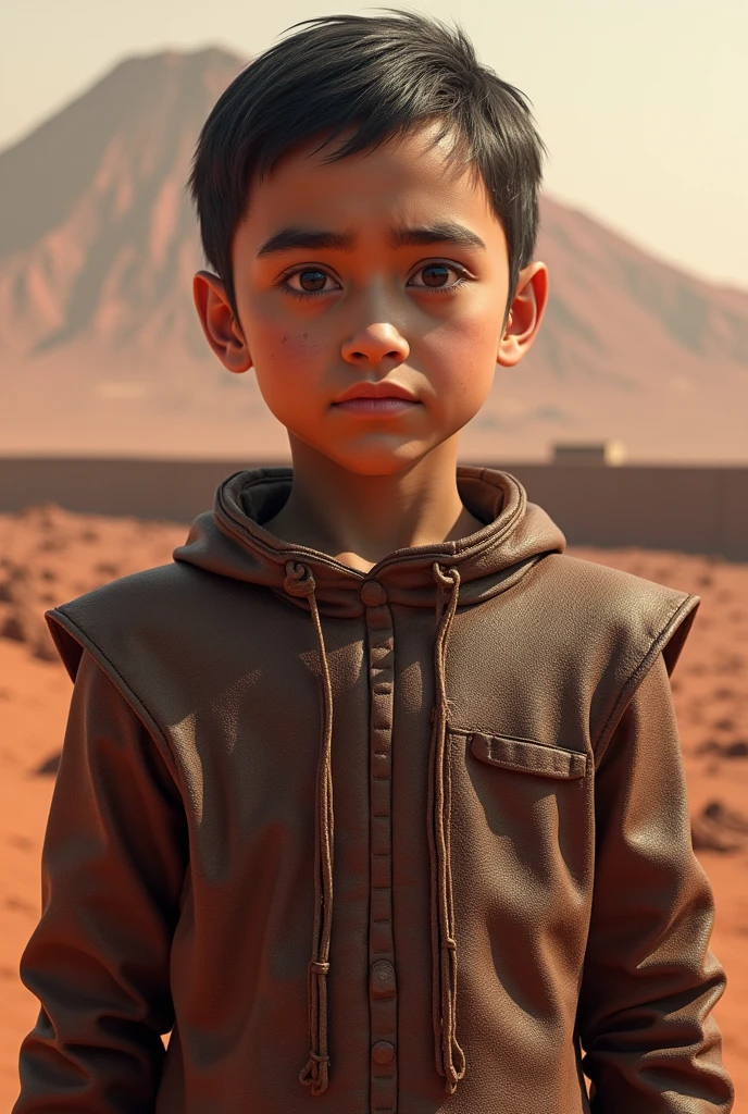 Change this boy background to a dune sunset professional product photography