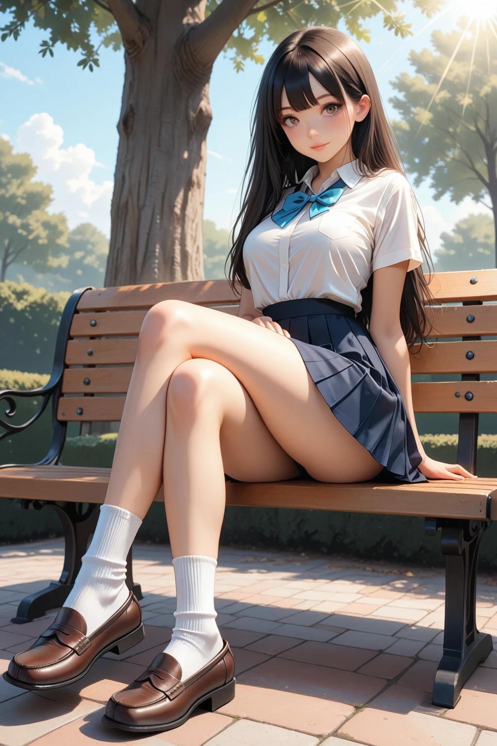 Young Woman Neat and Clean Cute Fair Skin M Shape Knee Socks Thighs Bite Muchimuchi --auto --s2