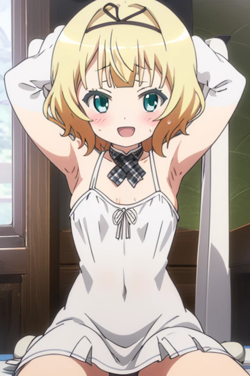 One, 1 girl, I look at the viewer, 2d, anime, anime coloring, whole body, (simple background, Solid white background:1.3), Lefia Virdis, smile, no panties, completely naked, skinny