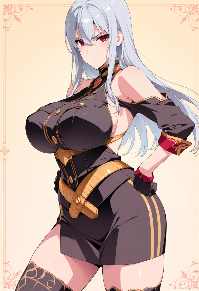 {{{masterpiece}}},{{{best quality}}}, (gigantic breasts:1.5), (curvy:1.5), (blurry) , (depth of field), (blurry foreground), (blurry background), (1girl), (motion blur), (rating:safe), (photo \(medium\)), Igawa Asagi, 1girl, solo, long hair, looking at viewer, large breasts, black hair, gloves, holding, green eyes, blue hair, standing, corset, skirt, miniskirt, thighhighs, thigh boots, curvy, (thighs:0.7),, skin tight, hair intakes, glowing eyes posing, seductive smile