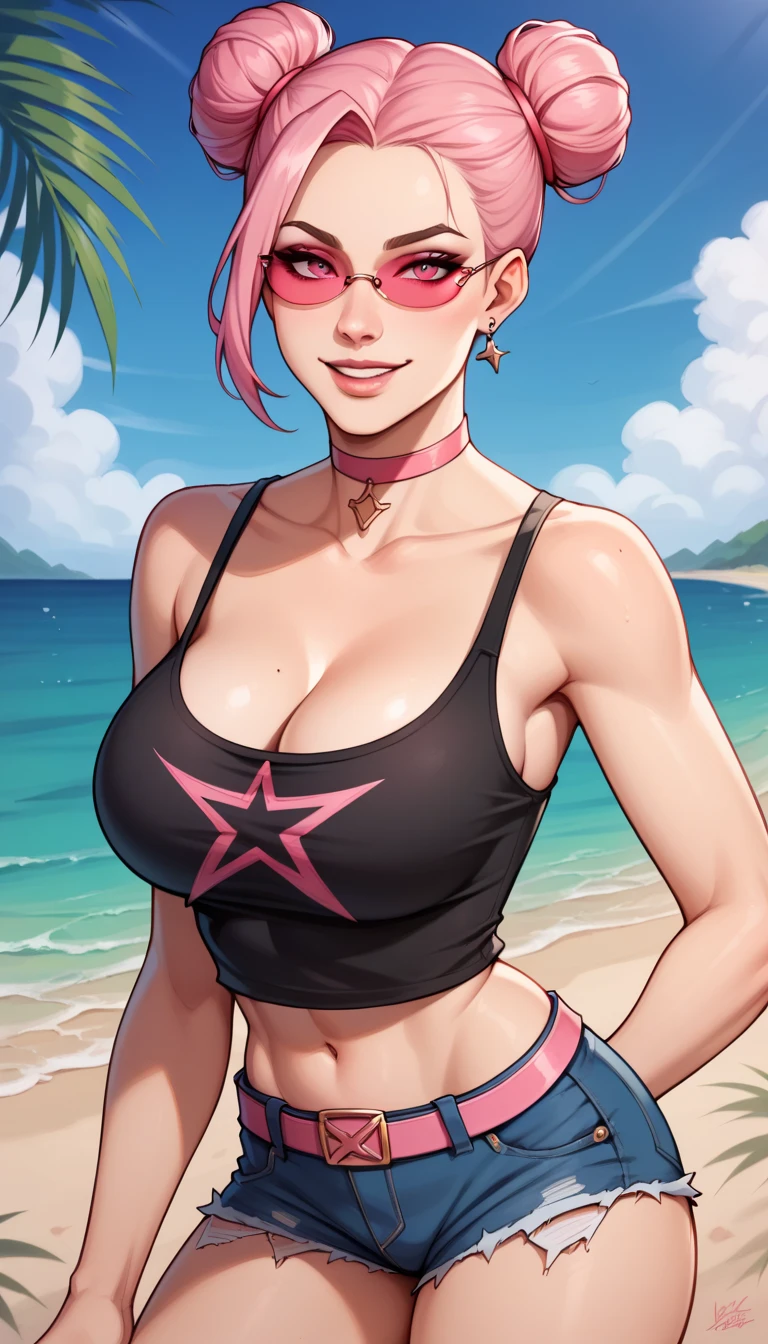Hugw Muscle girls bikini  cartoon  at beach fun