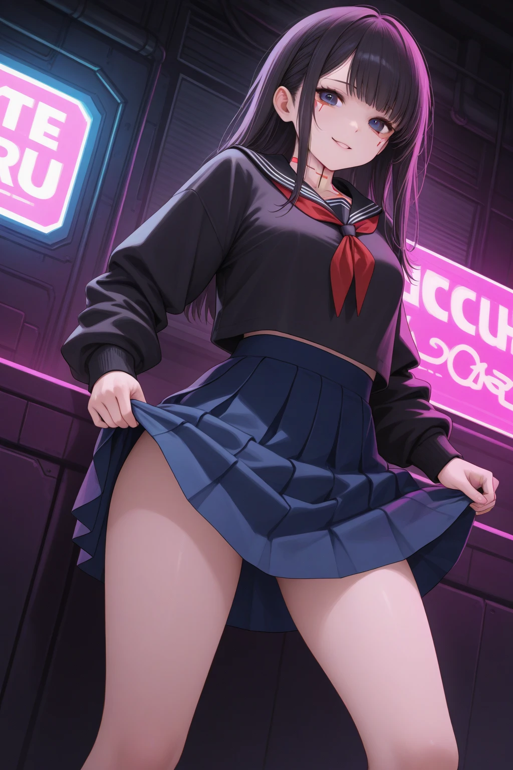 Ai Hoshino, Ai Hoshino, hair between eye, Hair Ornament, Hair Ribbon, Long hair, One side up, (Purple eyes:1.1), Purple hair, rabbit hair ornament, (star-shaped pupils:1.5), symbol-shaped pupils,Brake belt, Black belt, brooches, Dress, Pink dress, frilly dress, Ruffled gloves, frilld, gloves, heart brooch, Idol, Idol clothes, Jewelry, Pink gloves, Red Ribbon, bow ribbon, turtleneck dress,BREAK looking at viewer,BREAK (masutepiece:1.2), Best Quality, High resolution, Unity 8k壁纸, (Illustration:0.8), (Beautiful detailed eyes:1.6), extra detailed face, Perfect Lighting, extremely details CG, (Perfect hands, Perfect ???????),Smile with open mouth、outside of house、plein air、Stand on the escalator, (By up escalator), (lower body shot), Thigh Focus, (Taken from the bottom 1.3), (View from behind1.3)、 (Blue stripes々Panties:1.3)、(Skirt that rolls up:1.3)、(Fully exposed panties:1.5),