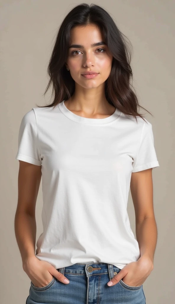 a woman in a white and blue shirt is posing for a photo, corte superior, corte superior, com camiseta rasgada, manga curta, Physicist : a menor barriga de todos os tempos, barriga em forma, barriga de academia, vestindo um top cortado, vestindo um top cortados, usando um top cropped sexy, Topo branco, camiseta azul apertada, camiseta branca, wearing corte superior