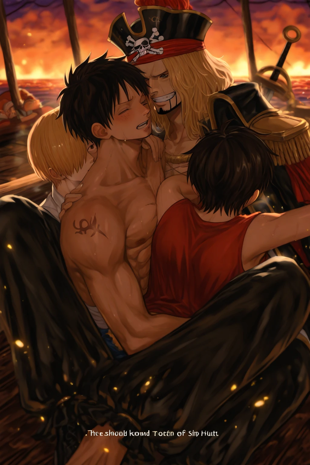 ((1 man and a group of ugly pirate NPCS - a young adult pirate boy wearing erotic pirate clothes is being stripped and sexually touched by a group of ugly group of men bastard pirates who want to fuck him)), ((gangbang)), ((yaoi hentai)), ((inspired by Ppata’s yaoi comics)), ((1 young man being humped by a group of ugly pirate NPCs “bend your ass over, you are our slave now!”)), ((“ I’ll stuff your insides with gallons of all my cum inside you,bitch!”)), ((begging)), ((well drawn group sex poses:0.2)), ((big very thick veiny cocks:0.2)), ((fingering gape asshole:0.2)), ((well drawn detailed faces)), (bukkake), ((butt cheeks slapping)),