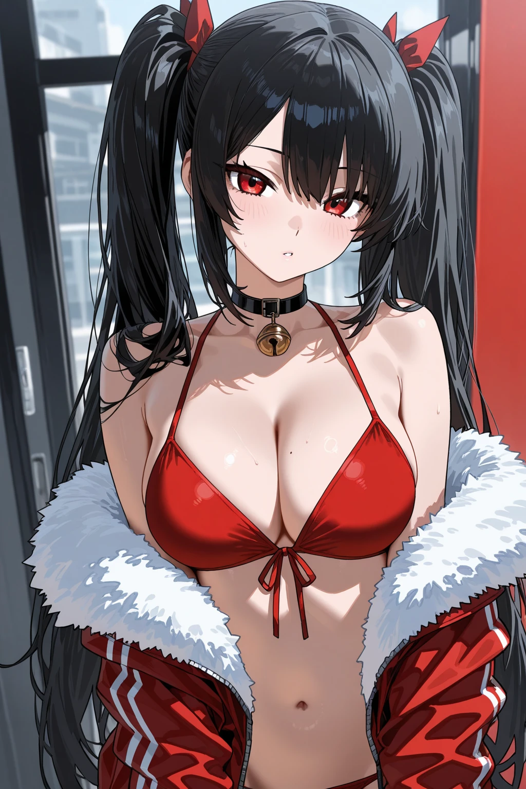 Ikaruga Luca, makeup, lipstick, red lipstick,large breast ,long hair, mature female, makeup, eyelashes, blush, lipstick, masterpiece, best quality, highly detailed, a anime girls in kimono dress with a sword posing for a
picture, bare shoulder,open kimono, evil smile, open mouth, crop top , (nsfw) not safe for work, smile,
ecchi anime style, anime girls, ecchi style, ecchi, digital anime art!!, in anime style, official artwork, visual
novel cg, beautiful anime girl, anime style 4 k, kimono pencil skirt, exposed belly, exposed navel,
exposed midriff, exposed lower belly, outdoor, japanese architecture, temple,navel piercing