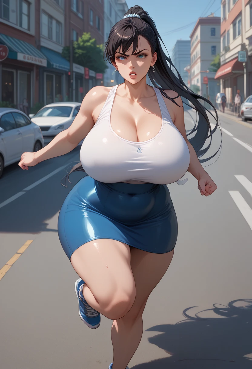 realistic, 1girl, ponytail, parted lips, blush, makeup, light smile, white hair, sportswear, skirt, wet clothes, glow, thighs, purple eye, bare shoulders, collarbone, narrow waist, sunbeam, sunlight, rose, wind, cleavage, (masterpiece), sweat, (cara feliz), (olhos verdes), (saia), (corpo fitness), (face madura), (roupas cor-de-rosa), (Fundo da aldeia da folha), (atraente), (hot), (sweat 1.5)Beautiful woman，1个Giant Breast Girl(work of art), (masterpiece), (best quality), a, (blue eyes),, red bow, , butts , full figure head to toes , standing on heels, wearing heels showing  nipples, beautiful cute smile, showing big curved , wearing heels, sports heels, grabbing her brests tight, grabbed brests, long legs, long  beautiful legs, 