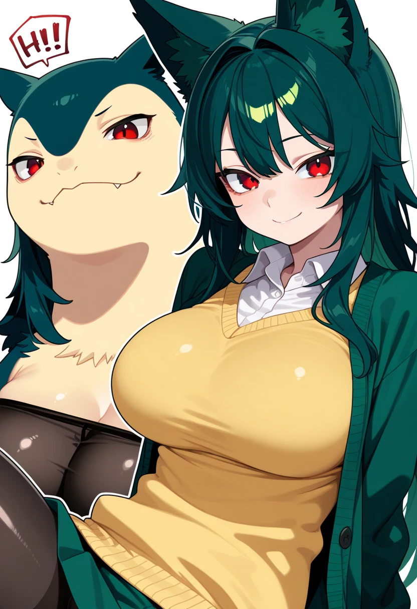 (masterpiece, best quality:1.3), Coffing, Thin Lineart, Cel-Shading, Desaturated Colors, 1girl, solo, looking at viewer, huge breasts, mature female, simple background, depth of field, wide hips, thick thighs, (dragon wings:1.1), (green wings:1.1), 1 dragon girl, emerald eyes, dragon horns, dragon tail, light green hair, long hair, kind smile, parted lips, (frills:1.2), sundress, wrist flower, sitting, wariza, tropical forest, sunbeam, sharp focus, cowboy shot  <lora:Coffing Style Lora:.85>