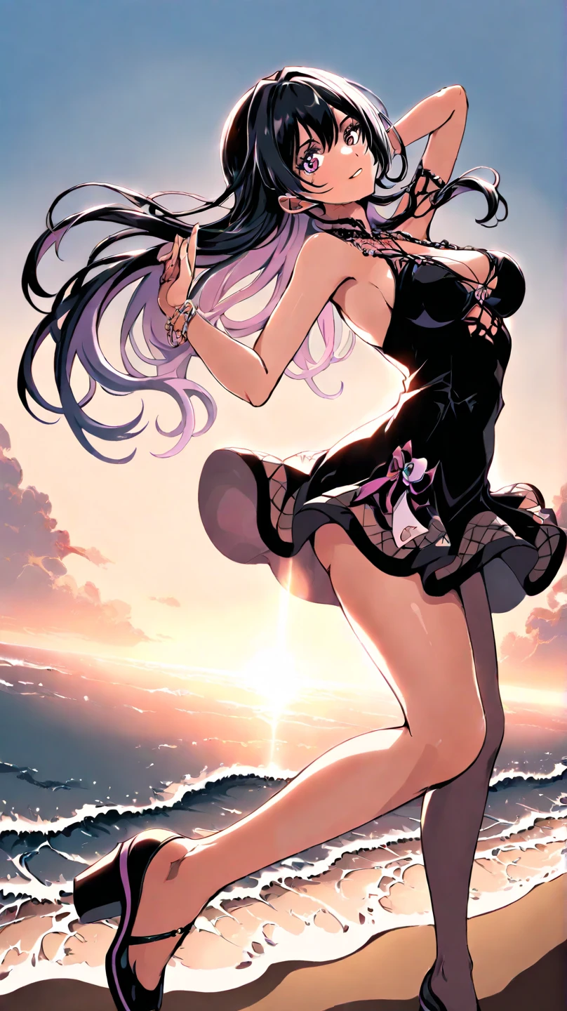score_9, score_8_up, score_7_up, score_6_up, <lora:DPOXL:1> <lora:yoneyamaiXL_JS2_lokr_V12:1> 1girl, solo, barefoot, black hair, smile, long hair, looking at viewer, abstract, feet