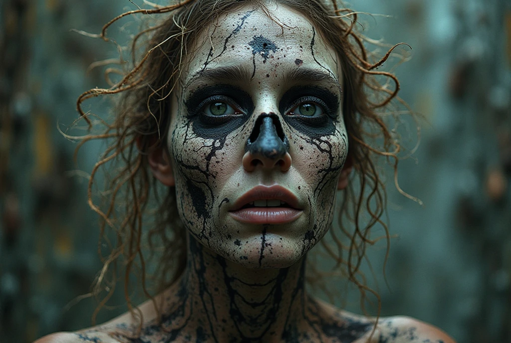 A poster for a horror movie, featuring a sinister face with the focus on the eye and a realistic skeletal hand emerging from the eye, 8k --auto --s2