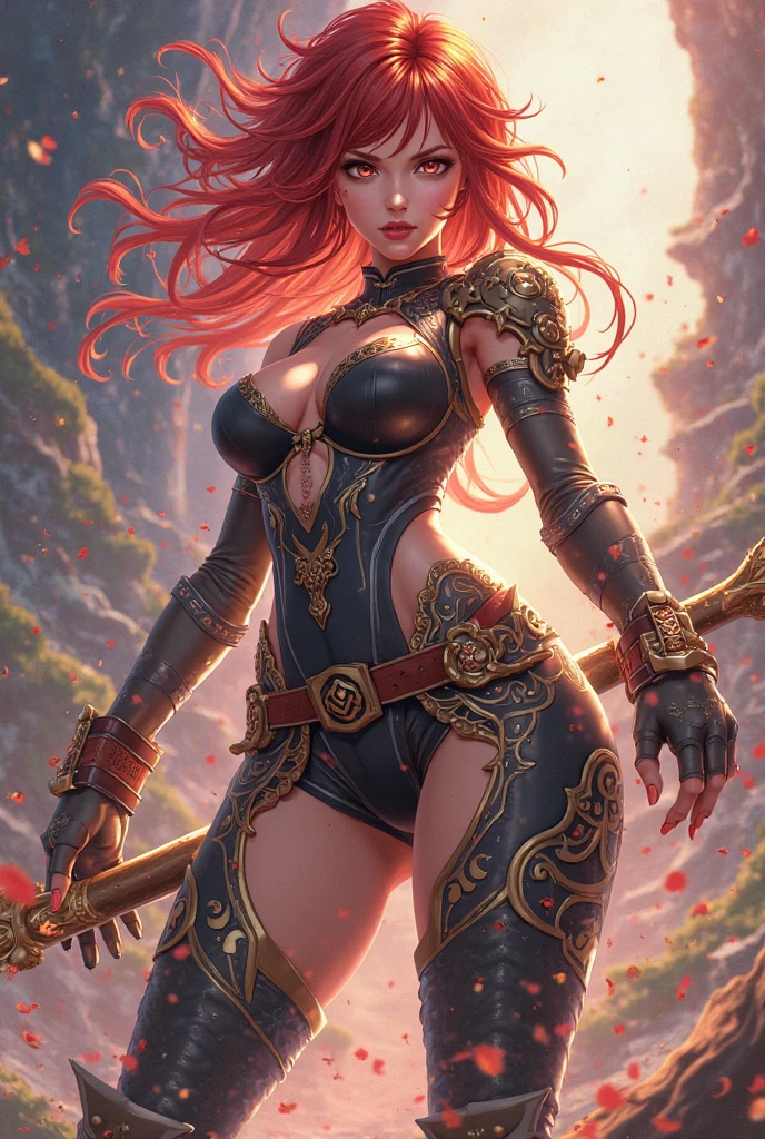Final Fantasy Red Haired Woman Combat Pose