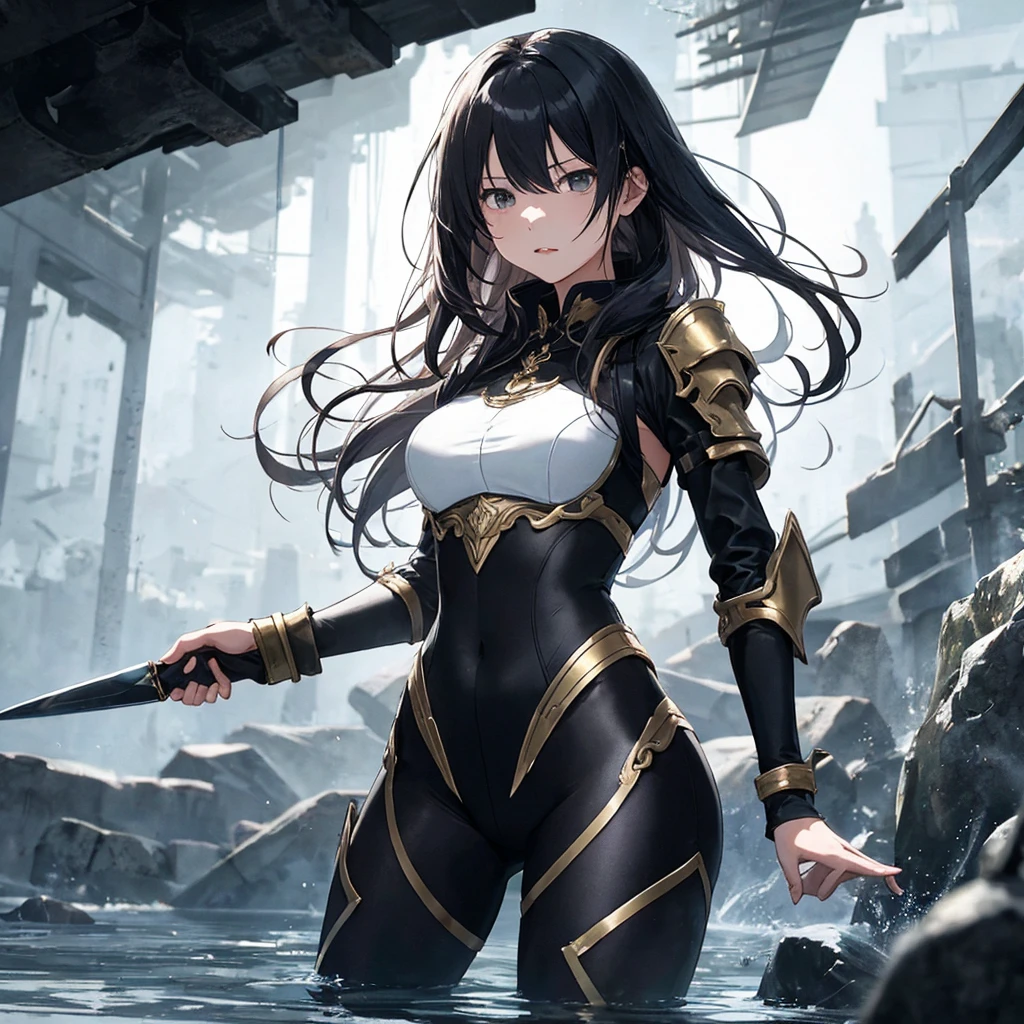(masterpiece:1.4),(best quality:1.4), soft lighting, sunny light, beautiful face, beautiful eyes, cowboy shot,
Annerose, 1girl, solo, female mature, black hair, long hair, (yellow eyes:1.4), large breasts, bodysuit leather, skin tight, hair intakes, covered breasts, exquisite eyes detail, exquisite character design unity details 8k hdr, professional art, landscape, (solo:1.5, 1girl:1.4, cowboy shot:1.5), day, stand in the middle of lake surrounding by waterfall natural, sexy body, milf, 35 years old girl, big thighs, sexy waist, fully covered breasts