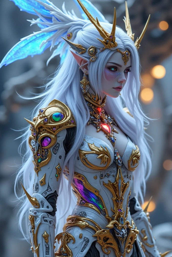 Ultra-detailed complex 3D rendering of the face, (masterpiece, top quality, octane rendering,), glamour shots full body image, very beautiful young elves, cleavage, (highly detailed skin: 1.2), (exposure: 1.1), ((blue micro bikini: 1.95)))). , 8k, (((very soft breasts)), (((conspicuous large pink areola)), beautiful Caucasian woman with white skin with full soft breasts with big buttocks, one, long braided hair, big breasts, dynamic angles, (((huge breasts: 2.4)), ultra-realistic photos, ((((((silver hair)))), futuristic urban background, facial muscles, (((((detailed and glamorous silver crown)))), In the style of Marvel Comics, ArtStation Trends, Clear Focus, Intricate Details, Very Detailed, Detailed Green Eyes, Sharp Focus, Digital Rendering, Professional, Abs, Lip Gloss, Glossy Skin, Sexy Pose, Golden Tattoo All Over Body, Silver Pattern All Over Body, Silver Lame Skin, Gold Glitter Skin, Mansuji, Buttocks, Jeweled All Over the Body, with silver scales, silver hair,