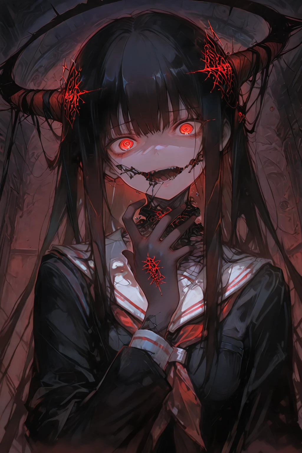 死んだ腐ったBloodに飢えた邪悪なzombie, Girl Venom, 黒い共bornborn物が付着している, Bloodまみれの, Evil look, Psychopathic, Torn clothes, Torn costume, sexy, reveal, Combat Stance, Very detailed, Vibrant appearance, Creative Action, Very detailed, Imaginative, Sensual, Voluntary, Small breasts, sexy, reveal, Highest quality, skinの質感, Intricate details, (Highest quality, masterpiece, 超High resolution), (8k wallpaper, High resolution, High resolution, born), (credibility: 1.4), (whole bodyショット), One girl, ((Anime Girls)),,(Bloodしぶき:1.6), ((Fantasy Witch Costume)), ((Flowing white hair)), ,(Bloodしぶき:1.6),Female curves, Large Breasts, Thick thighs, sexyな平らなお腹, 完璧なhand, 完璧なアニメのface, ((dark lolita dress)), Are standing, ((Wicked Smile)), ,(Bloodしぶき:1.6),In the Victorian city, gaslight, Steam circulates, Moonlight Illumination, night間照明, A sky filled with stars and galaxies,disaster々new devil horns,,(Bloodしぶき:1.6),アニメzombie魔女デザイン, ねじれた笑face、Bloodまみれの、頭からの出Blood、Bloodしぶき、,(Bloodしぶき:1.6),Crossbones, skull, Streetwear Design, Provector, Horror Style, Full Design, Huge breasts, Very detailed, Realistic, Dark fantasy, Gloomy atmosphere, Intricate details, Crazy Smile, 狂ったeye, A cute and luxurious hair band,(masterpiece:1.2, Highest quality), Scary atmosphere、Distorted facial expressions、Horror Art、Bloodの雨、Bloodを流す、Bloodしぶき,(Bloodしぶき:1.6),悪魔のeye、redいeye、scar、火scar、whole body、Torn hair of a woman dressed in slave clothing、(Long Hair)、(eyeにかかる長さの前髪)、Black Hair、(((eyeの下のクマ)))、青白いskin、Feeling unwell、Pathological、邪悪な笑face、狂ったeye、(Grin)Dramatic makeup,Create mixed media art、,Horror 1 Girl, Open_mouth, , red_eye, Blood, Tilt_red_skin, Injury, Blood_in addition_face, Bandaged_arm, Blood_in addition_zombie, Blood_in addition_hand , Open your eyelids wide, The trend is all, mouthを大きくOpen, mouthを開けてteethをむき出しにする,獣のような鋭いteeth, Wide lips, 非常に広いmouth, Vermilion cheeks, blonde, ,(Bloodしぶき:1.6),Princess Cut, Ribbon hair ornament, brooch, Otaku Room, Well-built body, Nice body, Ample breasts, Thick body,eyeを大きく開いて、Scary atmosphere、Distorted facial expressions、ねじれた笑face、Bloodまみれの、頭からの出Blood、Bloodしぶき、whole body、,(Bloodしぶき:1.6),Long Hair、Long bangs、Well-built,Broad shoulders,I focus,(face),Messy Hair,いeye,(光るeye),red信号,笑face,big 笑face,teeth,psycho 笑face,gesugao,Dark city background,darkness,night,(close),良いeye, 良いteeth,サディスティックな笑face,,all,光沢のあるskin,詳細なface,Beautiful body, mouthからの白い息 Luxurious lace long gloves