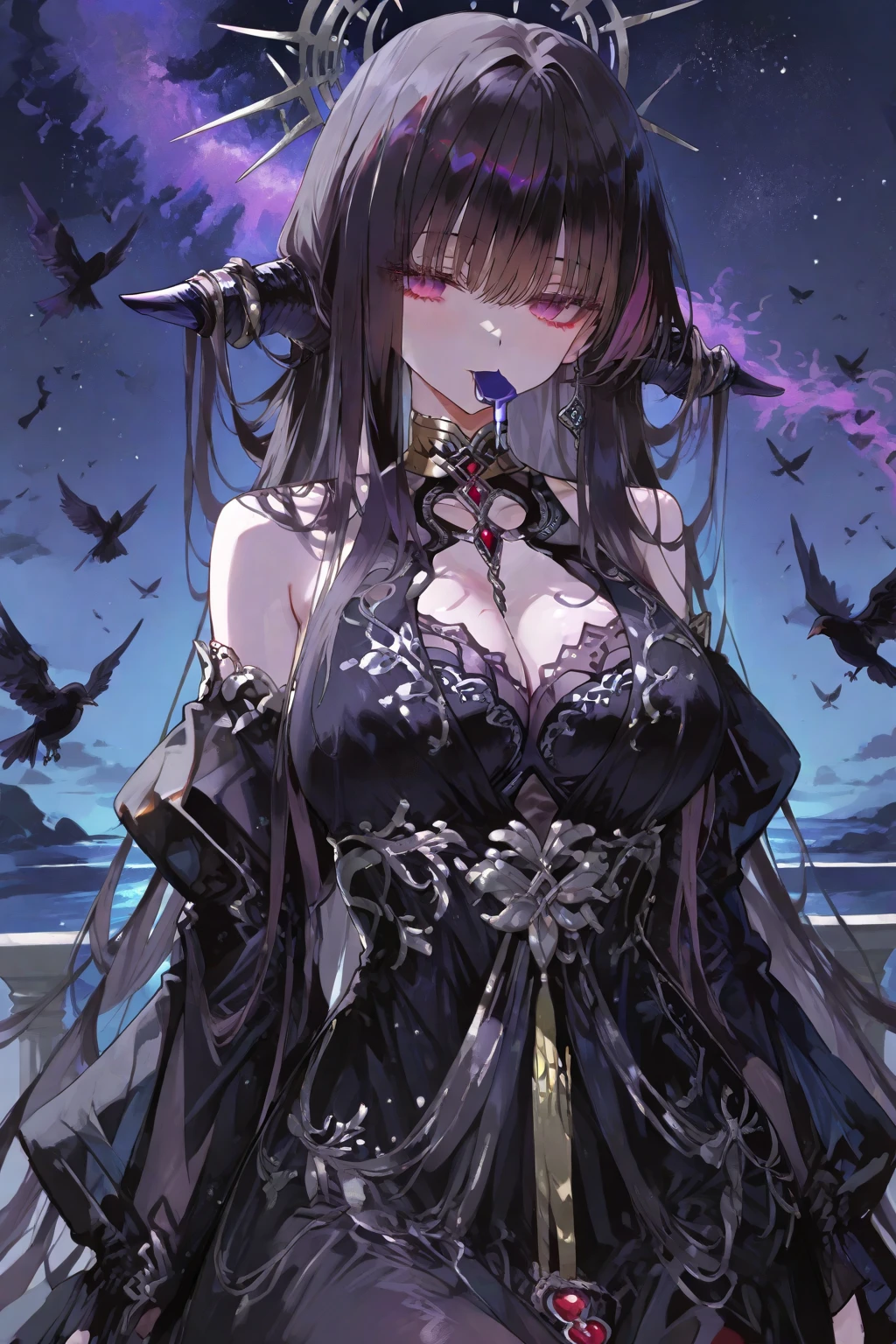 Moonlight night , Orgasm, afigao, erotic underwear, , language, saliva on tongue, Erotic clothing , sexy pose, hot girl , sex, hentai, , A vampire, Dark Gothic, black, (black hair), asymmetrical bangs, Blunt bangs, straight hair, Long sideburns, Devil girl, Eyes purple, tooth, Orgasm, the power of darkness, cowboy shot,