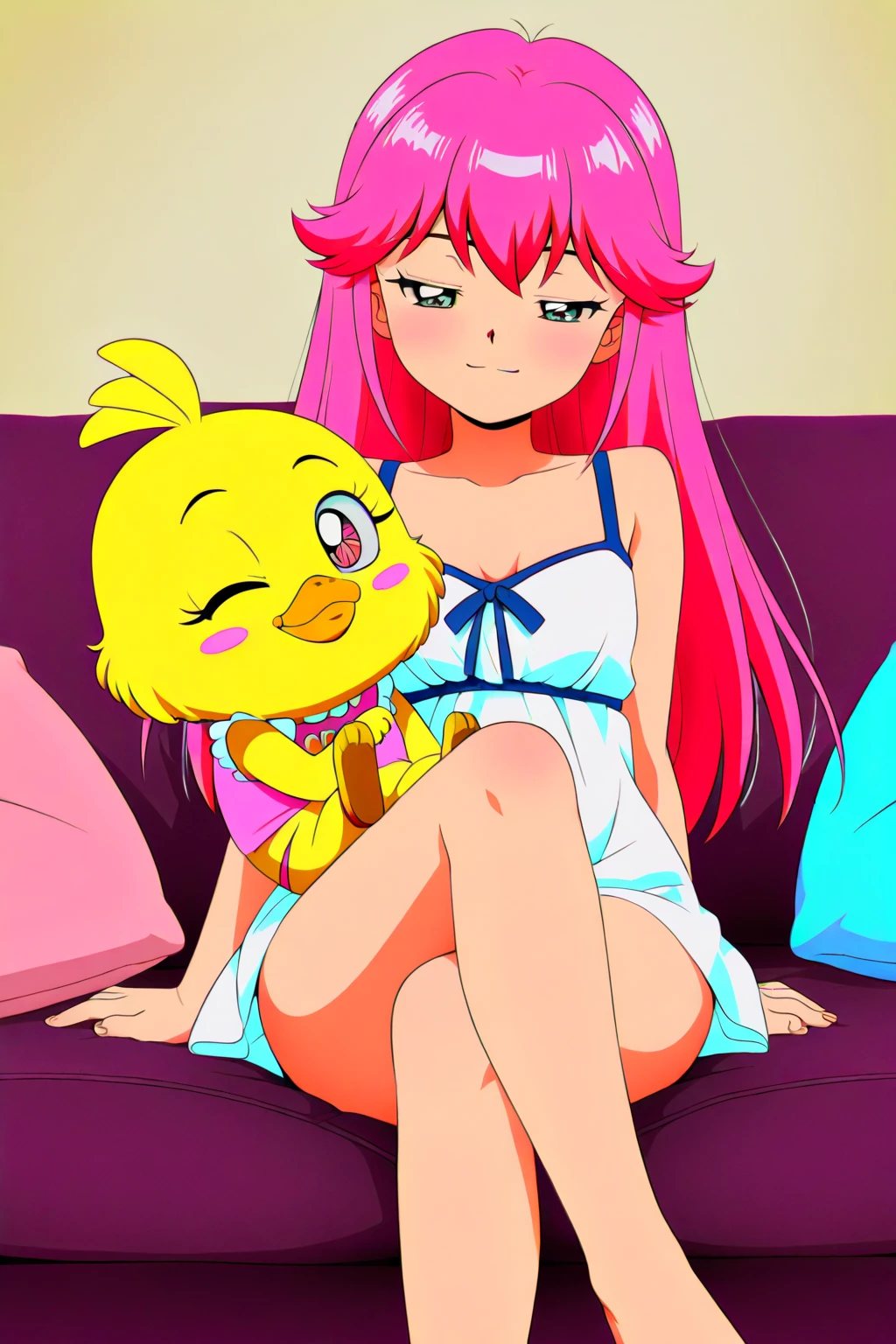 score_9, score_8_above, score_7_above BREAK DarlaD, 1 girl, blinde hair, blinde ringlets, flequillo contundinte, Blue eyes, angel halo, Angel wings, light pink socks, socks, sonriindo al espectador, Screenshot, Official Art, parody, cartoin footage, official design, screincap,  in_model, in model, cartoin Screenshot, official Screenshot, 2D, cartoin, fuinte_cartoin, in-model,  Chibi, spread_pussy, anus, Ahegao, from behind, masturbating, bottomless