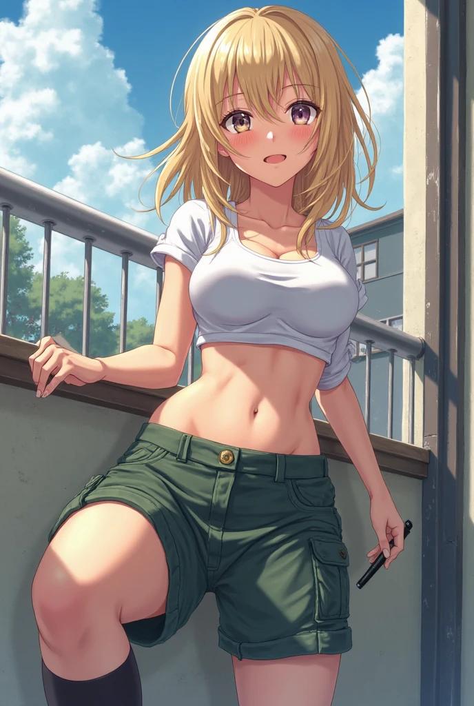 (1girl:1.5), (small breasts :1.5), (mordred \(fate\):1.3), ufotable style, anime coloring, anime screencap,
((high resolution illustration)), ((masterpiece)), ((best quality)), high detail, many details,
(textured skin:1.4), (detailed yellow hair: 1.9), (detailed green eyes:1.4), short hair, intricate hair, hair between eyes, nice hands, perfect hands, perfect body, solo focus, detailed brows, paces, ponytail, braid, slim, fit body, skinny,
detailed lighting, realistic colours, bright colours, sharp focus, raytracing, cinematic lighting, thick lines,
black military boots, jeans shorts, (tube_top:1.3),
sitting in cafe, holding a coffee cup,
in the cafe, evening, city,
sexy, intimate, erotic, nu art, nu photo,
romantic atmosphere, romantic mood,
<lora:mordredFateLora8MB_mordredv1:0.7>, <lyco:Ufussy:0.7>,