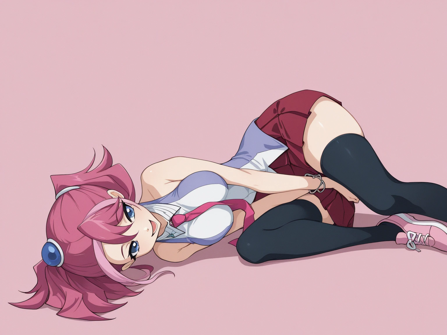 masterpiece, best quality, very detailed illustrations, high-quality lighting, <lora:Sierin-15:0.6>, 1girl, solo, heart-shaped pupils, long pink hair, pink eyes, (halo), jack-o' challenge, flexible, spread legs, top-down bottom-up, shorts, short shorts, shirt, tank top, <lora:JackOPoseFront:0.8>