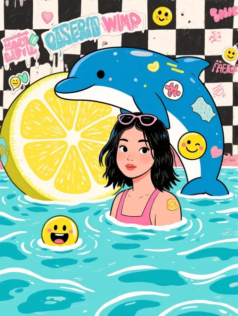 Summer girl stickers