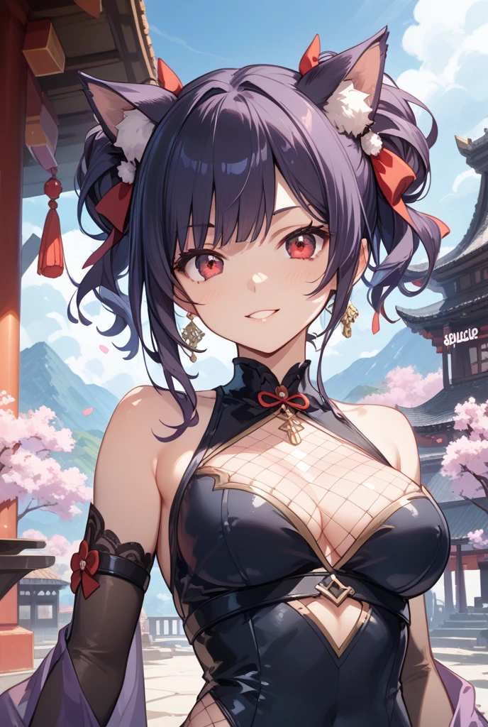 独奏， Beautiful female， The world of martial arts， Ancient Chinese clothing， wind blown， blossom flower， On the foggy road， long whitr hair， Gradient hair， brunette color hair， Blue hair， Purple colored hair， silber hair， long whitr hair， Solitude， Ray traching， reflective light， depth of fields， closeup cleavage， cowboy lens， tmasterpiece， best qualtiy， high detal， high qulity， ccurate， ctextured skin， UHD，A beautyful girl，crisp breasts，cleavage，slender leg，Big breasts Thin waist，White flowers，Black hair, long eyelasher, Fake animal ears, Light smile, Fang, Purple hair, Black hair, pony tails, double tails, Very long hair, widow peak, Hair ribbon, maid headdress, Earphone, flowers in head, Heart-shaped pupils,Purple eyes, Pink eyes,  grin, Naughty face, Light blush, chin grab, shadowing, stereograms, tachi-e, Atmospheric perspective, hyper photorealism, 8K, Super detail, ccurate, Best quality, A high resolution, High quality, Anatomically correct, 巨作