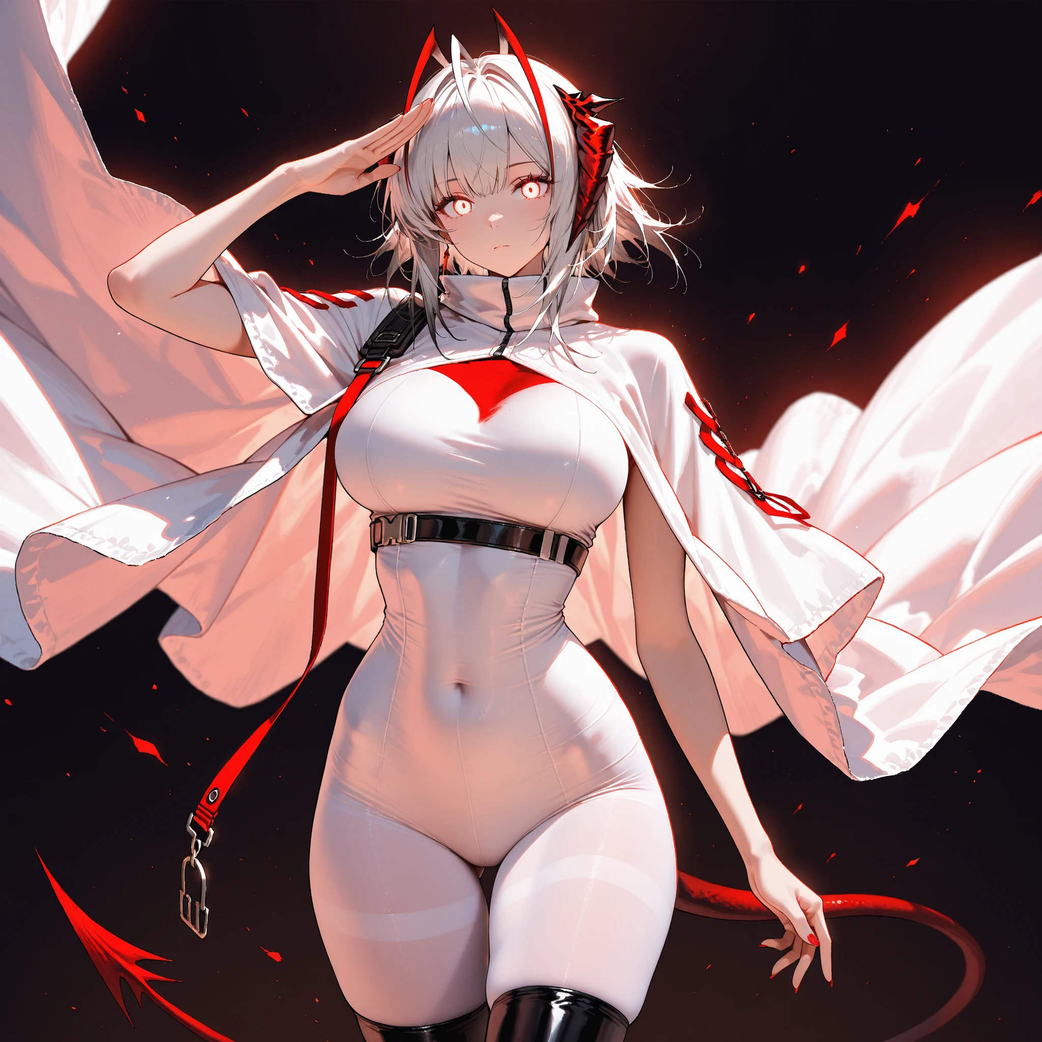 arlecchino(genshin impact), x shaped pupils, black eyes, red pupils, <lora:arlecchinoGenshinImpact_v1:1>, masterpiece, best quality, wind, 1girl, white pants, sky, sunset, forest, highres, extremely detailed girl, smal breasts, solo, sharp focus, cinematic lighting, evil smile, walking, dynamic pose, anime coloring