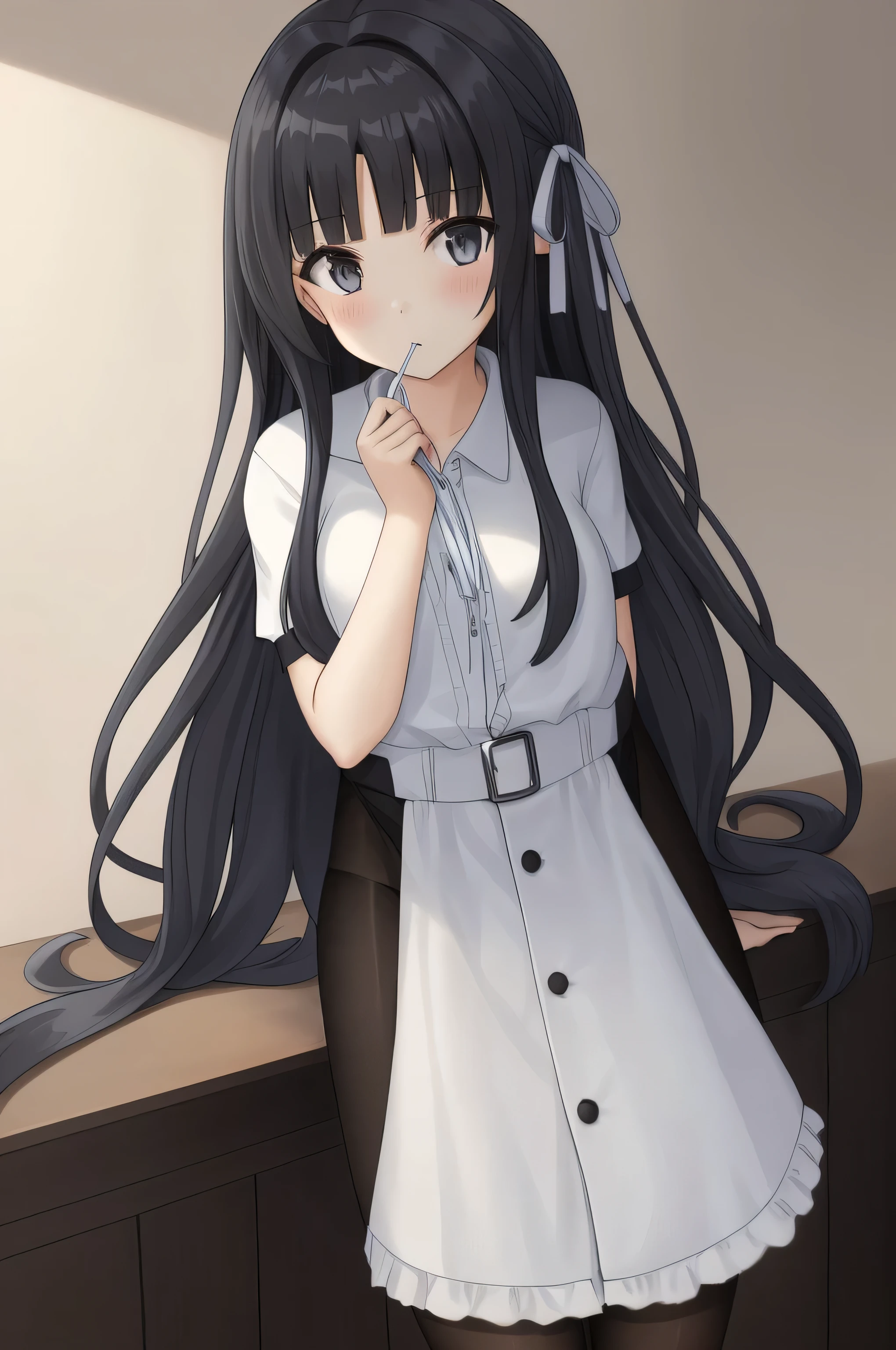 raise your heels, Sit down and show your  from the front, holding my knees, white , blazer jacket, long hair, , cute,Pixel art