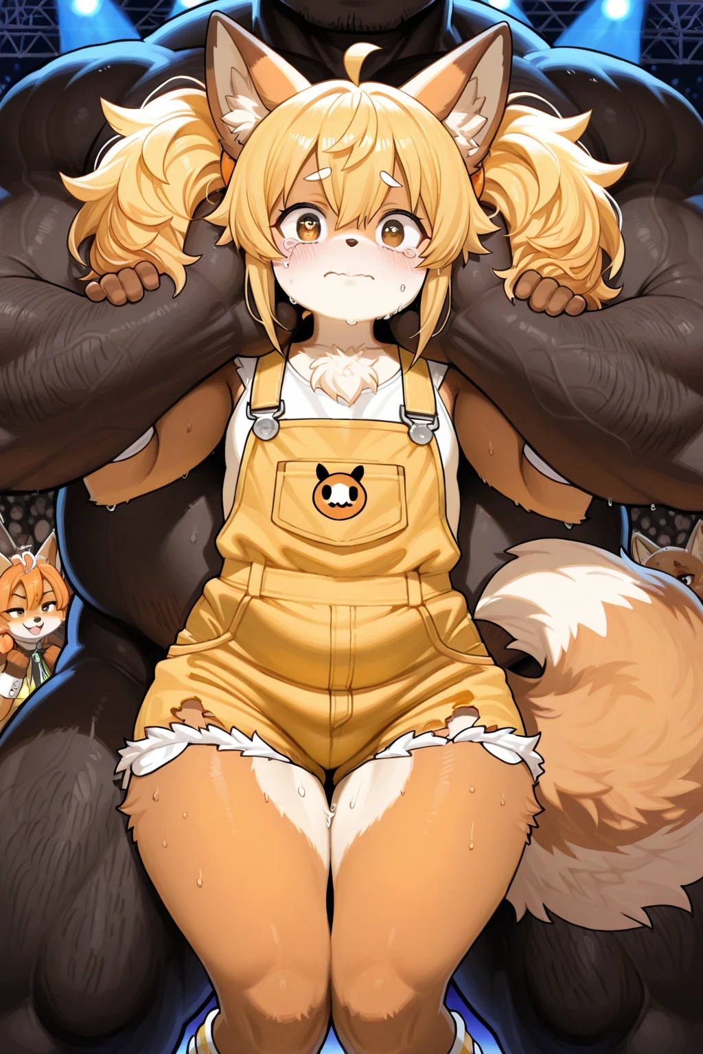 score_9, score_8_up, score_7_up, source_anime, masterpiece, best quality, official art, official style, uncensored, rating_explicit, BREAK takamori haruka, curvy, thighs, (torn clothes), puffy nipples, bestiality, ape, breast grab, cum inside, cum inflation, scared, source_furry,