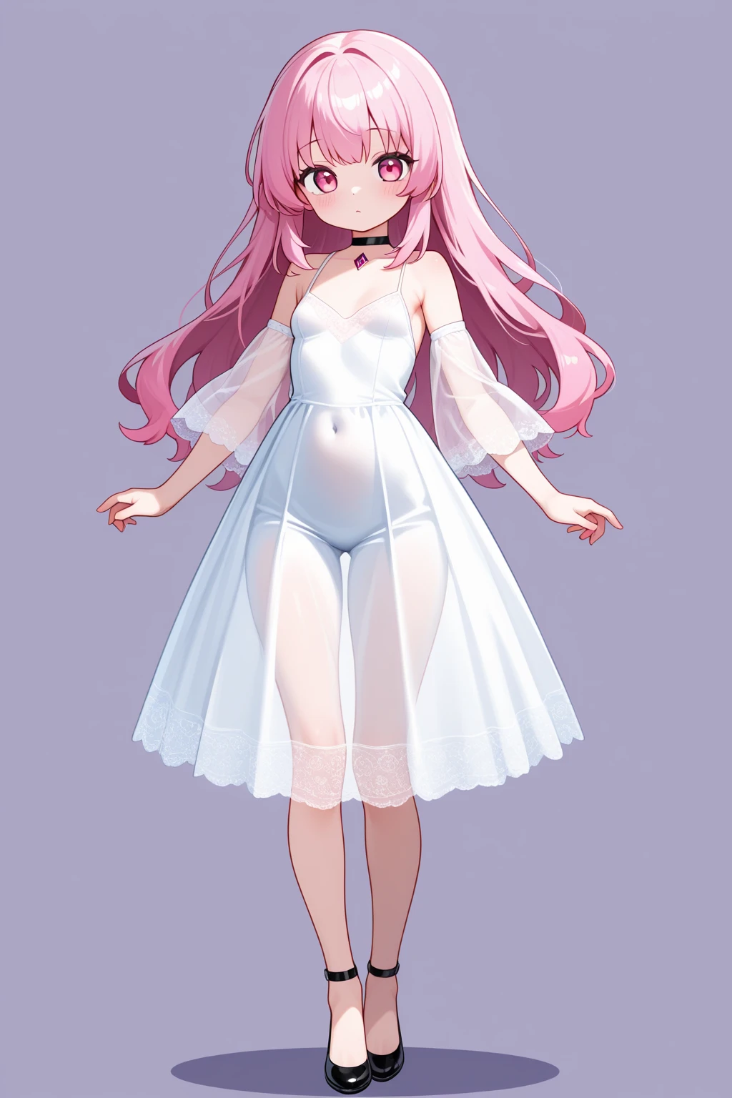 (((Long Pink hair))),Pink hair,kawai,(((Eyes visible from bangs,hair over eyes:1.3))),,Huge breasts,(purple color eyes),,(purple slanted eyes),1girl in,bangs,long White hair, pantyhose,Cowboy Shot,white background,Straight hair hair,(On both sides of the head has sharp black devil horns) ((head bowed pose)) Ter's hair flows straight down, has two sharp black horns (slant purple eyes) (((wearing a perfect white shirt))) white shirt sleeves should be folded to the elbows((Not wearing any pants, half naked, sensitive parts covered with a long, loose white shirt down to the middle of the thigh, perfect white shirt,((Long slim bare legs (sexy body) Bare thighs without wearing any socks, The character's body is visible from head to ankle, ((Tall slim perfect body)) (Don't wear any trousers, just wear a white shirt) full body full body full body full body (Full body image) legs wearing a short white loose t-shirt, Perfect long toe legs kawai