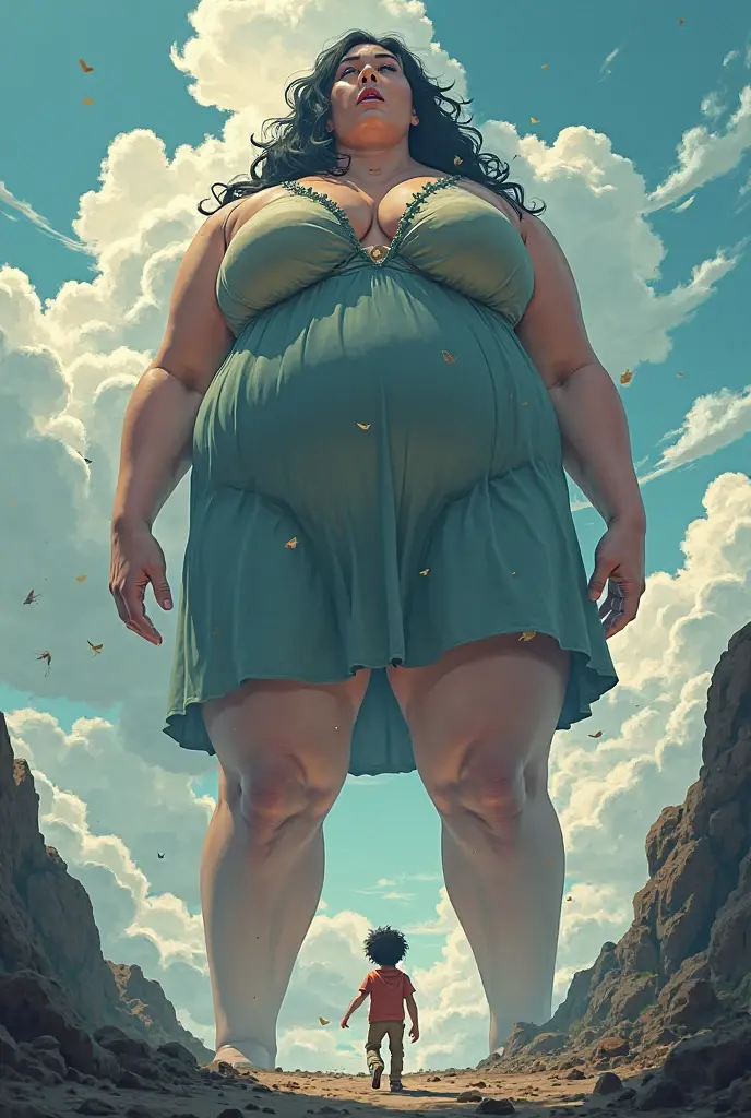 Gigantic preety girl crush a tiny village under her big boobs and tiny people's in that village make girl thin