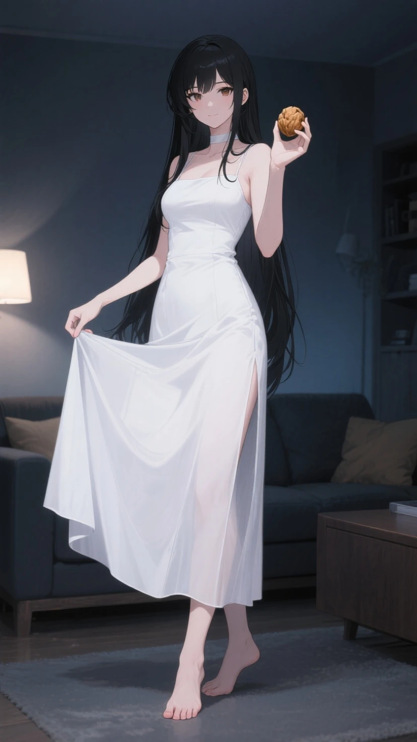 Woman, electric blue eyes, light red lips, wedding, black hair, long fully wavy hair, long white dress, full body,