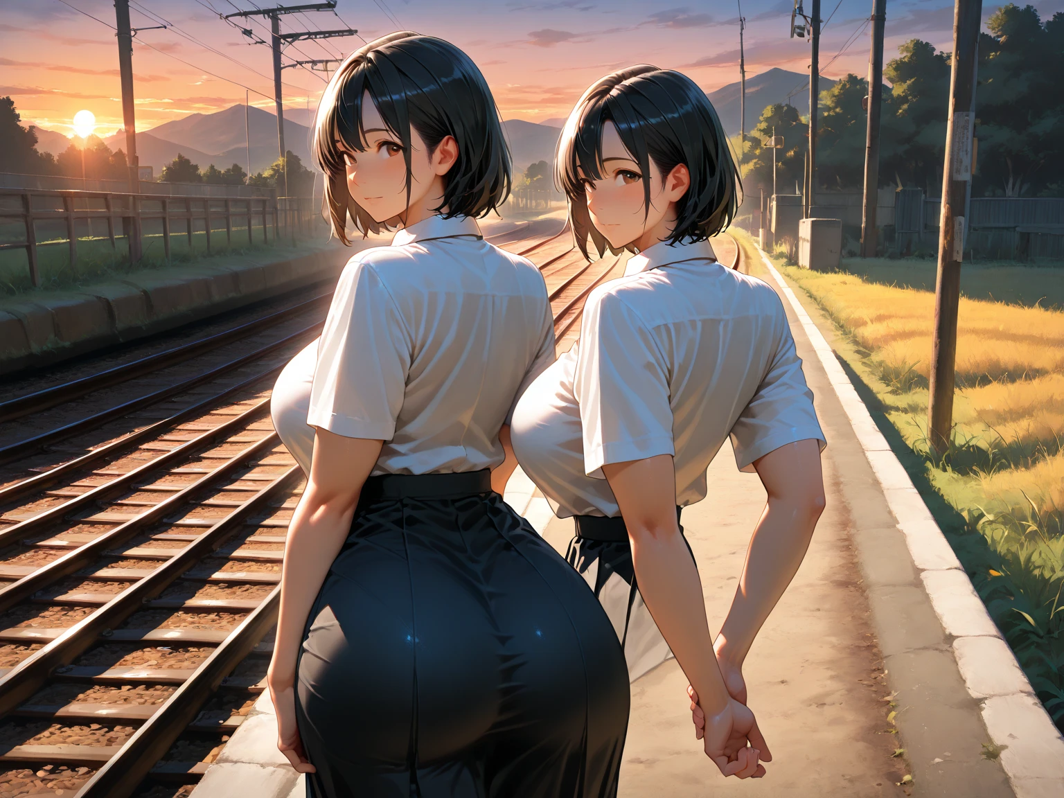 View from below,from behind,master piece,fulcolor,8 good friends high school girls, escalators,Sailor Suit,((I will show you the perfect and erotic white T-back panties)),((Lewd white panties))、beautiful thigh、low angles:1.4、Multiple girls in blazers, Black pleated skirt flutters in the strong wind, Large crowds, Walking、masutepiece, Best Quality, Highly detailed、station、After school,((Plump buttocks))、black hair shorthair、Beautiful smile、Colossal tits、Commuting to school、Old Station、Fornication、((emphasis on the buttocks))、A man is filming a woman、((panthyhose)),wind flip skirt