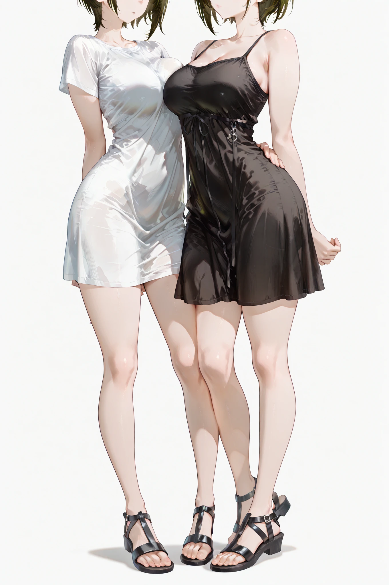 Highest quality、masterpiece、Ultra-high resolution、Raw photo (Realism: 4K)A couple of fox monsters holding hands,Raw photo (Thin legs) (Perfect figure),The man on the right and the woman on the left