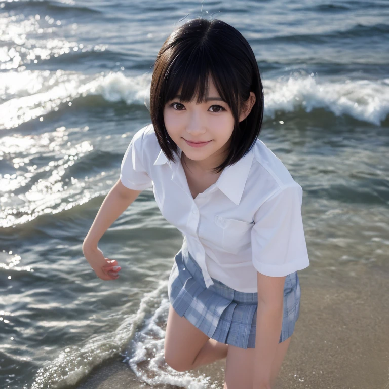 (best quality:1.2), masterpiece, Realistic, Ultra-high resolution, ((a beautiful Japanese idol 12 years old woman:1.2)), (Gaunt:1.3), (((Very flat chest:1.4))), ((Baby Face)), ((upper body)), (nup, cheerleader:1.2), (show me your armpit:1.2), (sweaty armpit:1.1), ((Armpits are wet and shiny with sweat)), She has skin that sweats easily Soaking wet, Sweaty, (I can see my pores:1.2), topless, solo, smile, standing, looking at viewer