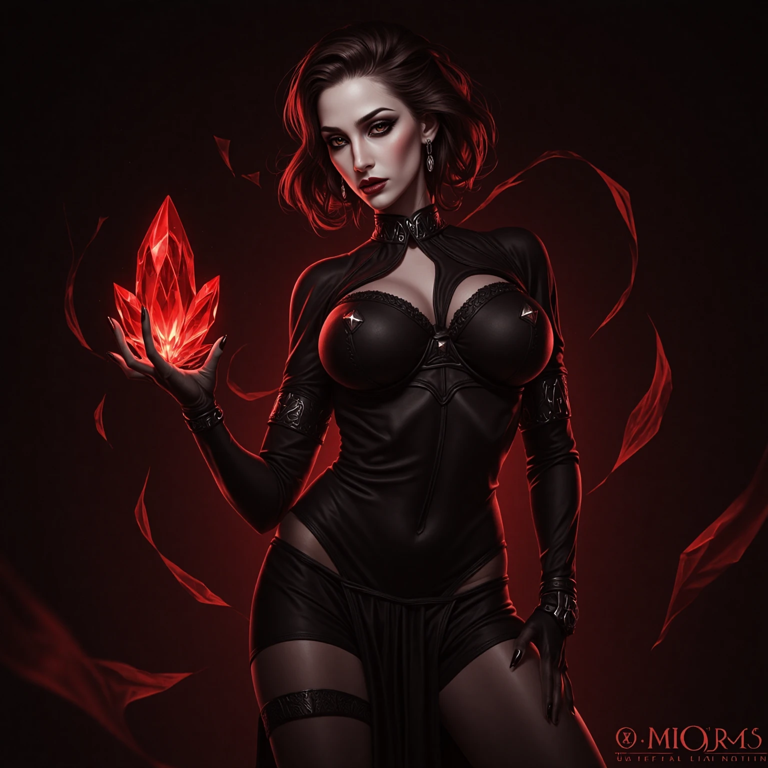 (masterpiece, highres, high quality:1.2), intricate details, cinematic lighting, detailed shadows, 
MUF, 1girl, looking at viewer, cowboy shot, determined, (casting green fire in hand:1.1), fire, red sky, wasteland, burning stepps, the dark portal,
multicolored hair,  red hair, black hair, lips, makeup, lipstick, grey eyes, detailed face, 
highleg leotard, shoulder armor, cleavage cutout, (fishnet gloves:1.1), fishnet thighhighs, 
curvy, huge breasts, thighs, 
 <lora:Assumi:0.8>  <lora:Muf:1>