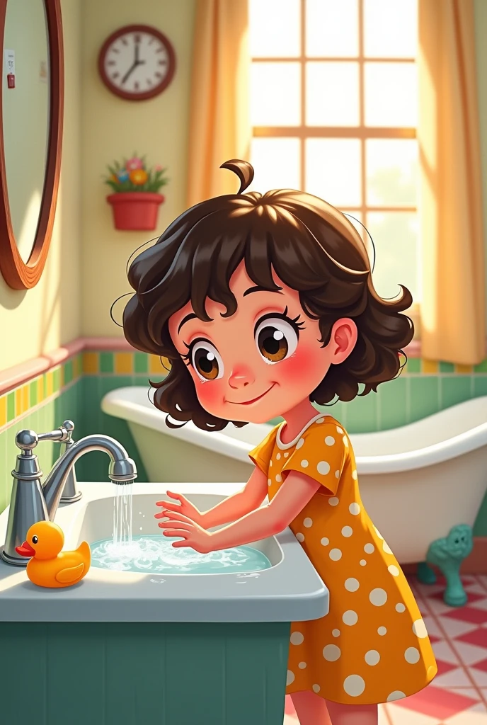 A young boy with a defiant expression, standing in front of a mirror, surrounded by hair styling tools, 