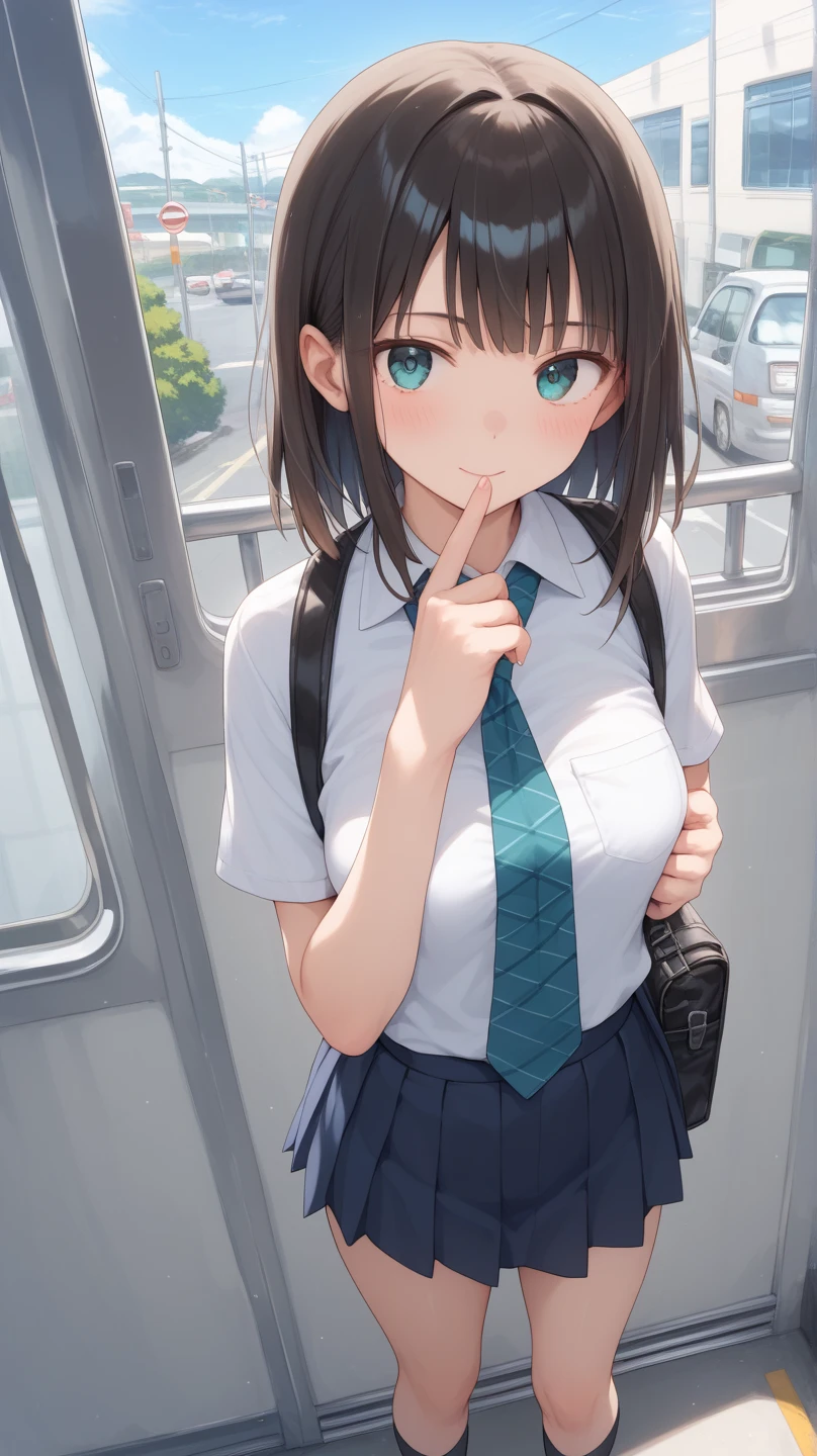 high quality, masterpiece, Ultra-high resolution, (realism: 1.4), Oil painting style, Cinema Lighting, , I stood on the empty asphalt road and looked at it., And the suspenders with the cranes flying Large Breasts Small face holster Lying in bed Looking up Sweat belt summer 脇Sweat Black Hole Gloves suit mini skirt garterbelt Leg Links ズボンにbelt holster Hands behind your back Anxious expression Looking up Anxious face Knee-high Knee socks Knee-highソックス garterbelt garter ふとももにgarterbelt