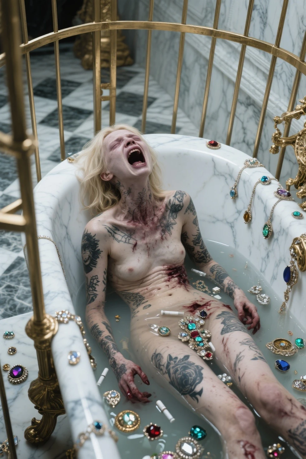 (masterpiece, best quality, dreamlike, hyperrealistic, 4k, 1boy:1.35), (Prince Narcissus is a beautiful royal translucent albino lithe slender androgynous male parasitic flower, Prince of Flowers, narcissistic vain squeamish haughty overflown with scorn and disdain matching his exceptional beauty, his beautiful eyes are enthralling, his smell is exotic and enthralling permeated with hallucinogens and pheromones, anyone can castrate him, he is such a fragile beauty:1.65)