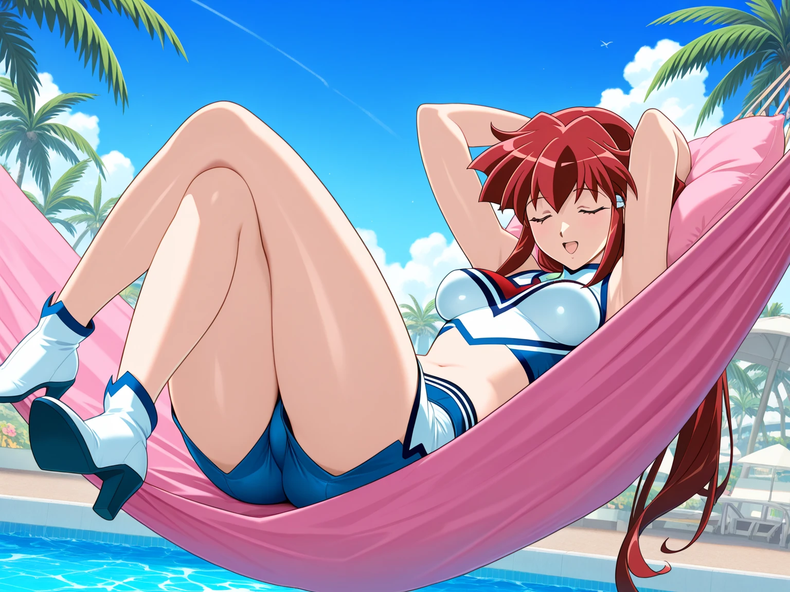 anime girl laying on the beach in a bikini and black panties, seductive anime girl, smooth anime cg art, (anime girl), beautiful anime girl, realistic bikini, at the beach, pink twintail hair and cyan eyes, on a sunny beach, pretty anime girl, in the beach, relaxing at the beach, ultra hd anime wallpaper, attractive anime girl