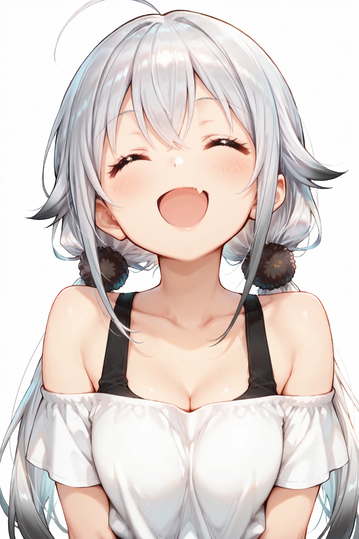 (masterpiece:1.2)、Highest quality、PIXIV、Rebellious girl、One girl、Open your mouth、鋭いteeth、teeth、Long Hair、Street background、Bright blue eyes、Upper Body、smile、Focus on the viewer、Chest in the center、Shoulder Bare、Belly button、Black and white hair color,leaning forward,Night view,Black and white grey outfit,Overflowing drool、saliva、White Breath、Sigh,Pull your mouth with your fingers、An excited look、Long, narrow eyes,fallatio