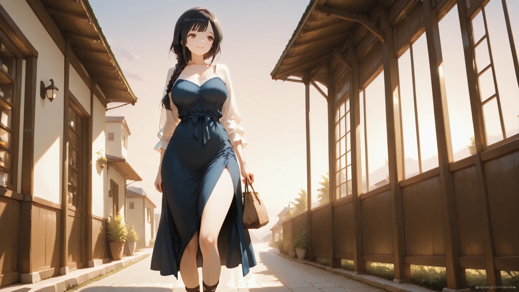 8k, Highest quality, masterpiece, Realistic, Very detailed, photo Realistic, Improvement of quality, Hmph:1.2,City park in the evening、on the asphalt、32K、Best image quality、Ochre sleeveless knit dress、Cheap feeling、very good、panties、Bodyline:1.3 is clear、、((Browsing Caution:1,.))、smile、（Bob Hair）、Medium bodied:1.3、Ample breasts:1.3、height: 157cm，Japanese people of unparalleled beauty、Beautiful Face、High heels、Bracelet in right hand、((Aya Ueto:1.3))、((Pulling on panties)),((Skirt flip,No pants))、