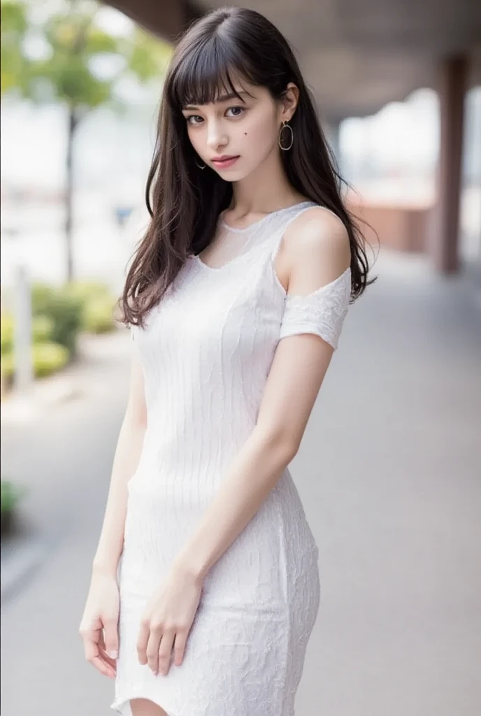 ((Best Quality, 8k, Masterpiece: 1.3)), Focus: 1.2, Perfect Body Beauty: 1.4, Buttocks: 1.2, ((Layered Haircut, Flat Chest: 1.2)), (Rain, Street:1.3), Bandeau Dress: 1.1, Highly Detailed Face and Skin Texture, Fine Eyes, Double Eyelids, Whitened Skin, Long Hair, (Shut Up: 1.3), Full Body
