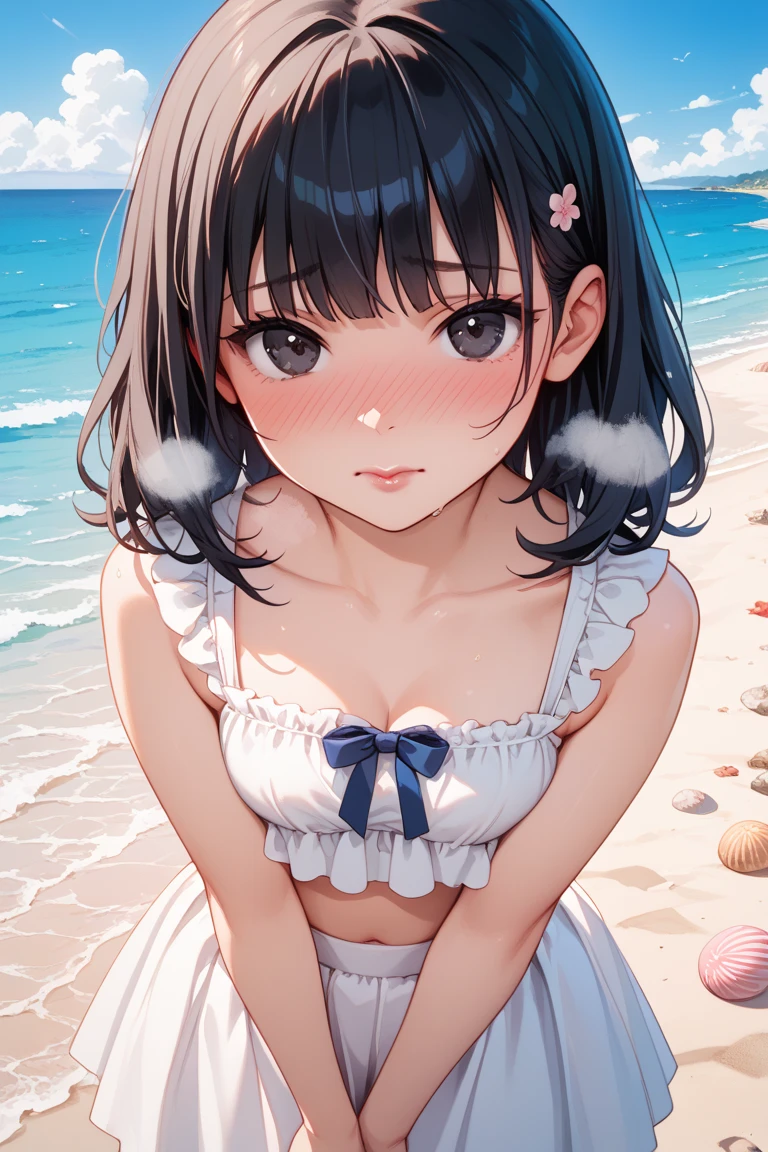  actor、ちいさなスーパーIdol、(10 years oldのgirl)、(Beachで泳いだり)、(Sheer uniform)、(Laughing)、ダンスをしているgirl、Cute girl、Primary school students、Young Girl、(Flat Chest)、(Small breasts)、（（（Ａcup）））、bust７５centimeter、Idol、Droopy eyes、yellow、Small and delicate body、Slender、Super detailed face、(Big eyes:1.2)、Make your eyes clearer、double eyelid、超High resolution,、Wide forehead、No makeup、Realistic eye and facial details, Perfect teeth alignment、Perfect eyes and a perfect mouth、スクールSwimwear、Bloomers、1girl、Gravure pose、ponytail、Charm、Beach、mini skirt、gold、 Dark Eyes、Wink、Swimwear、bikini、slender、(Ａcup)、Fairy、ballerina、Shiny satin fabric、Pool Party、Perfect Face、Perfect Eyes、Narrow waist、ribbon、beautiful girl、（Short Hair）、ribbonの髪飾り、Garter Ring、マイクロbikini、10 years old,girl,,flat chest,Highest quality,High resolution,Detailed Background,Beautiful face in every detail, Teenage beauty, Cute hair color, Brown Hair, Black Hair, Bobcut, Twin tails, A big smile、To lift your mood、 Summer sun、Shining Sea,Super detailed,(masterpiece:1.2) , (Highest quality:1.2) , (Super detailed:1.d,Super detailed,anime,girl,Blonde Hair,サイドponytail,break,Red eyes,break,Beach,bikini,smile