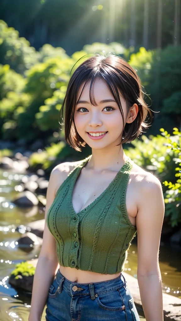 ((8K、32K、Raw photography、top-quality、​masterpiece:1.3))、((realisitic、Photorealsitic:1.37))、ultra-detailliert、A Japanese Lady、Photo of one person、beautiful mature lady、50 years old、Born in the 1970s、cute little、独奏、Light makeup、Keep your real face、((In the natural park:2))、((Spread your legs for your audience))、((Do not hide your  with both hands))、((Posture as if straddling a Japanese-style toilet))、((Squats with legs spread in an M-shape:1.5))、((Sensational provocative pose:1.2))、Pink ash hair on the head、(( female  perfectly visible for your audience:1.3))、A small amount of pubic hair、(( 、small ))、(( size is B cup))、Happy bright smile、Beautiful teeth alignment、(blush of the nose)、((A smile:1.25))、seducting smile、profetional lighting、Illuminate the front of the subject、Sony A7R4、Zessie 50mm f1.8、Beautiful Detail Eye、((Thin tennis look on yellow-green fabric、pleatedskirt))、(Bery short hair:1.3)、(Floating hair:1.4)、